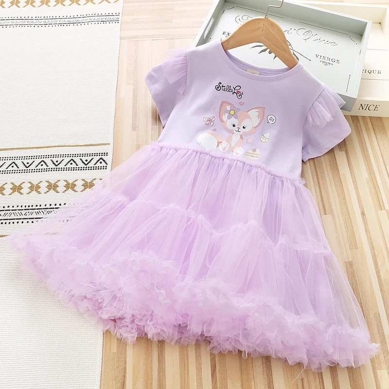 Girls Clothes 2023 New Summer Disney Princess Dresses Short Sleeve Kids Dress Party Baby Dresses for Children Clothing 3-8Y