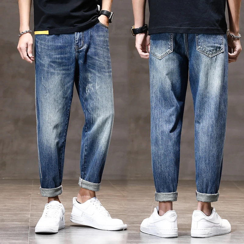 

KSTUN Baggy Jeans Men Harem Pants Loose Fit Spring Summer Lightweight Light Blue Wide Leg Denim Pants Oversize Man Trousers