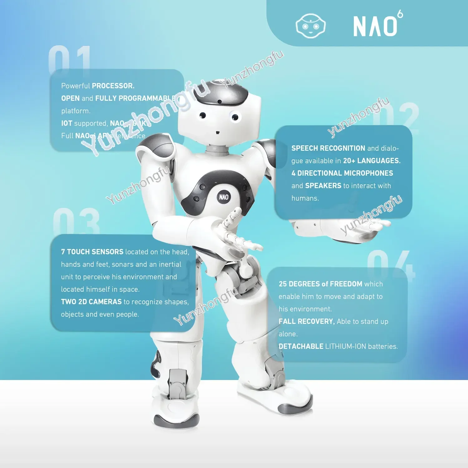 Интеллектуальный робот-человекоид NAO с несколькими функциями дистанционное