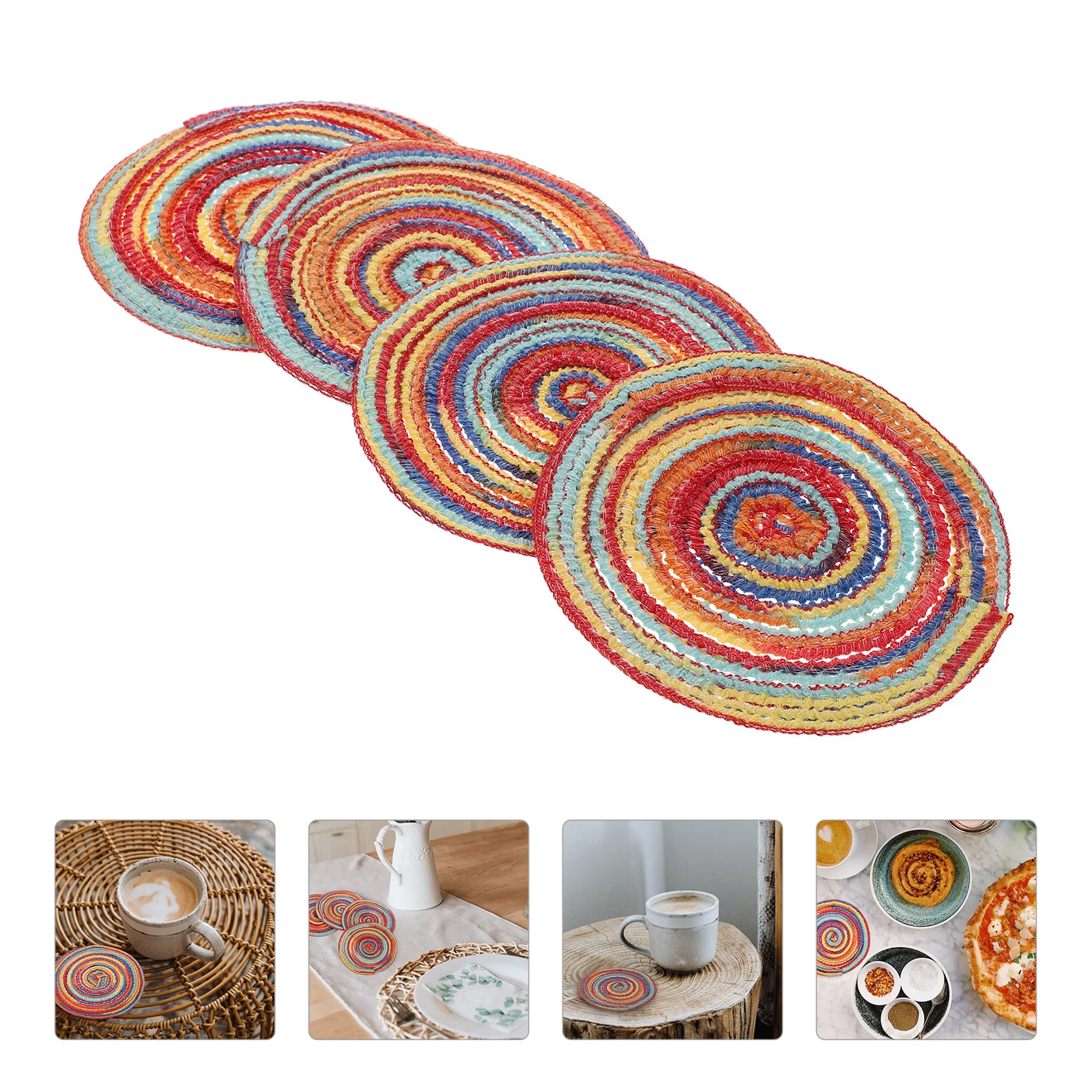 

4 Pcs Dining Table Pot Mat Coffee Coasters Hot Pot Holder Desktop Decor Insulation Pads Western Placemat Hot Dishes Trivet