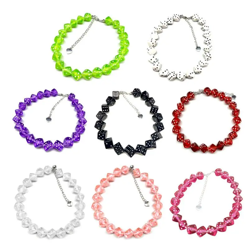 

Fashion Necklace Colorful Acrylic Beads Stretch Choker for Party Games