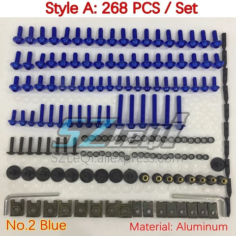 Полный комплект болтов обтекателя для YAMAHA FZR250 R FZR 250 R FZR 250R FZR250R 90 91 92 1993 1994 1995 Винты болта кузова Гайки 268 шт.