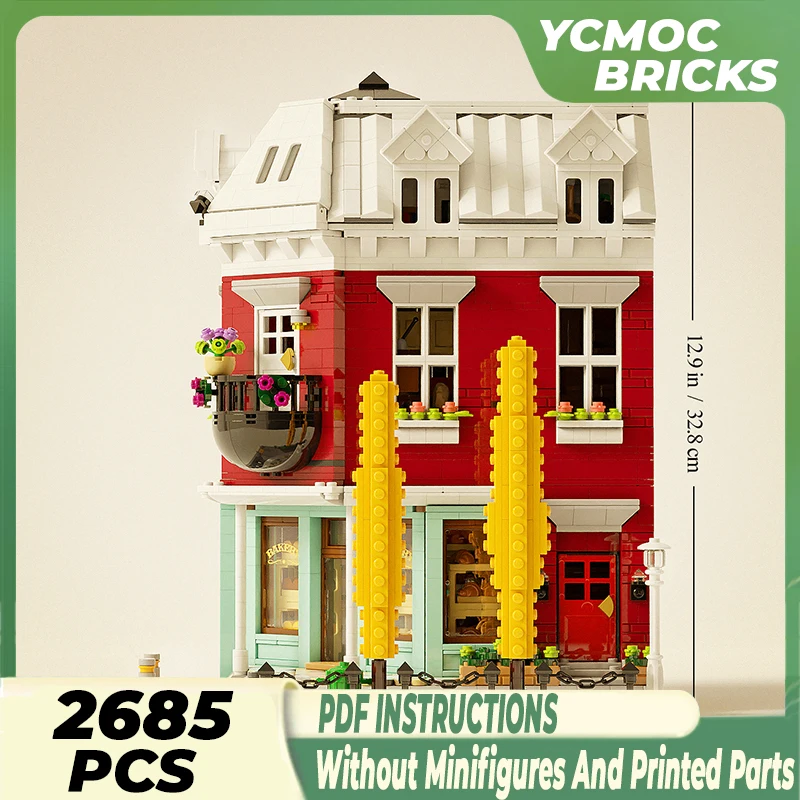 

Moc Building Blocks Street View Model Street Bakery Technical Bricks DIY Assembly Construction Toys For Childr Holiday Gifts