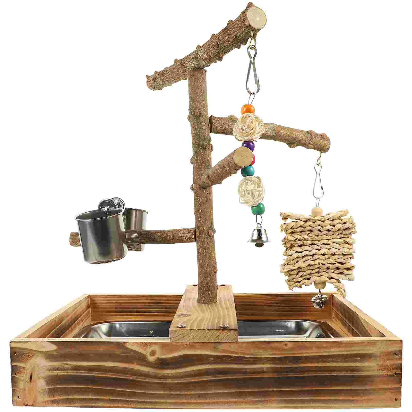 

Bird Parrot Stand Toy Toys Perchcage Parakeet Play Playground Wood Branch Chewing Platform Perches Parakeets Stick Playstand Gym