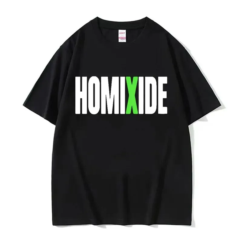 Фото Футболка Rapper HOMIXIDE с графическим принтом для мужчин и женщин, хлопковая футболка с коротким рукавом, модная футболка в стиле хип-хоп 2024, футболки большого размера, одежда №5