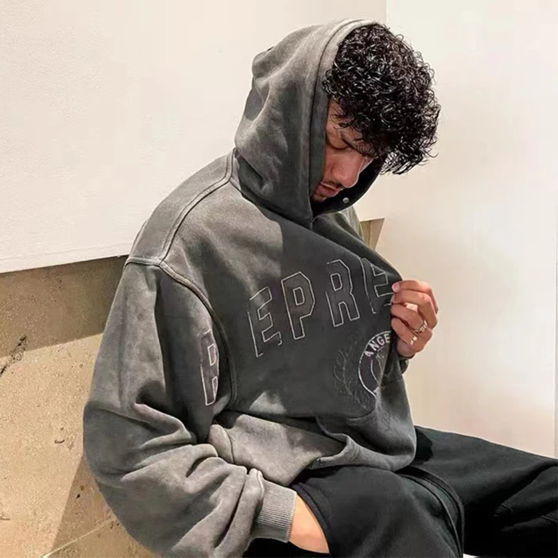 

2023 весенние модные толстовки с надписью, мужские пуловеры, повседневный Свободный свитшот с длинным рукавом и кулиской с капюшоном, мужская...