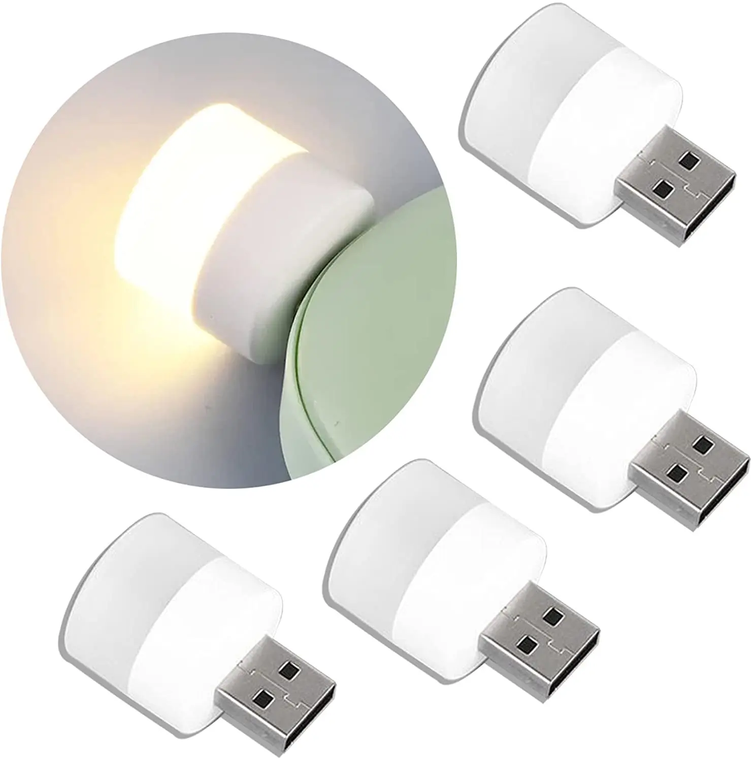 USB Small Book Lamps USB Plug Lamp Computer Mobile Power Charging LED Eye Protection Reading Light Small Round Light Night Light