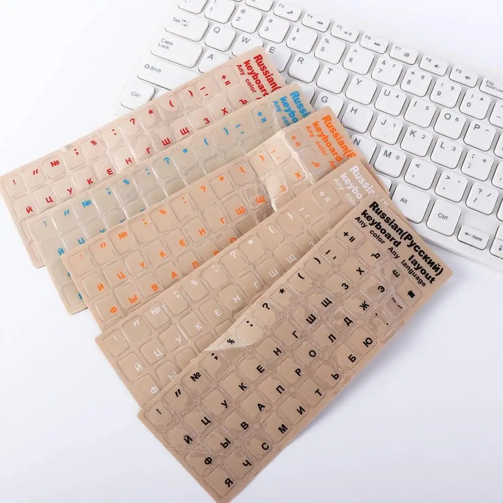 

Transparent Keyboard Stickers Russian English Korean Hebrew Language Alphabet for Computer PC Dust Protection Laptop Accessories