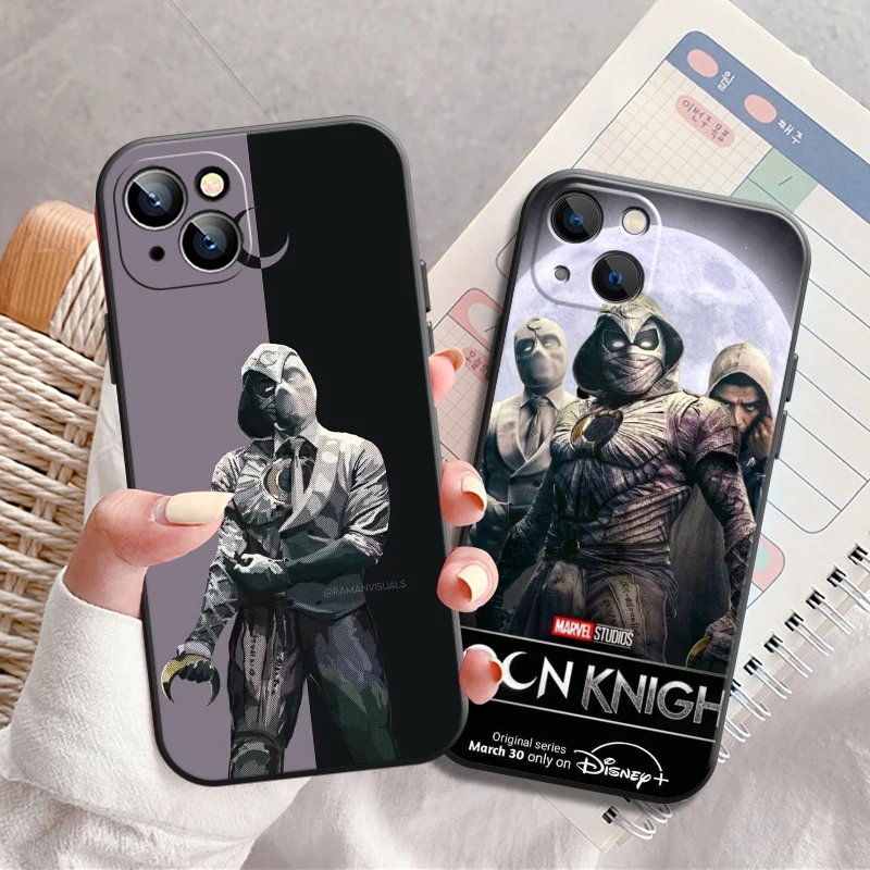 

Marvel Logo Moon Knight Phone Case For iPhone 13 12 11 Pro 12 13 Mini X XR XS Max SE 6 6s 7 8 Plus Soft Coque Silicone Cover