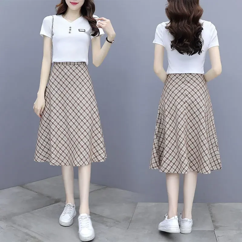 2024 новое женское модное утягивающее клетчатое платье комплект облегающее с семи