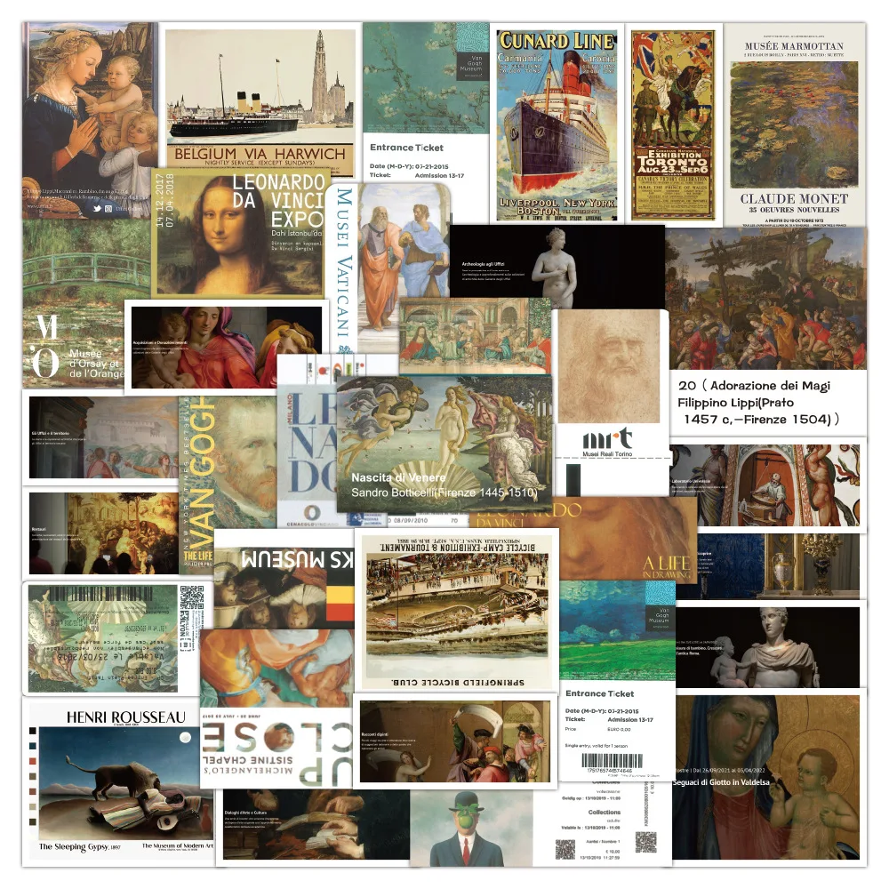 

10/30/50Pcs Vintage Oil Painting Stickers Waterproof PVC For Graffiti Laptop Luggage Motorcycle Refrigerator Skateboard Toy