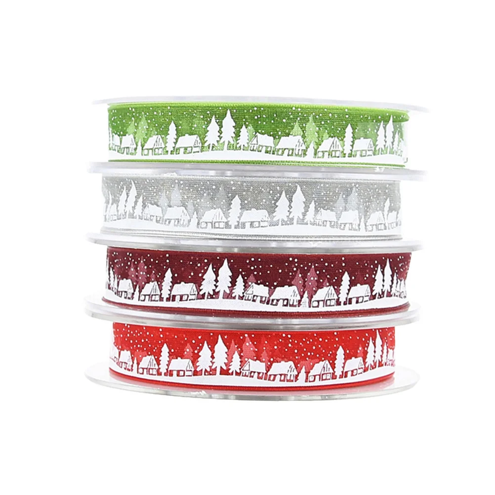 

4 Rolls 1.5cm x 20m Christmas Pattern Ribbon Bowknot Gift Packing Ribbon Christmas Festive Party DIY Accessories Decoration