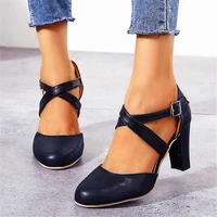 womens shoes on heels women platform pumps spring summer shallow mouth buckle strap shoes round toe shoes for women high heels