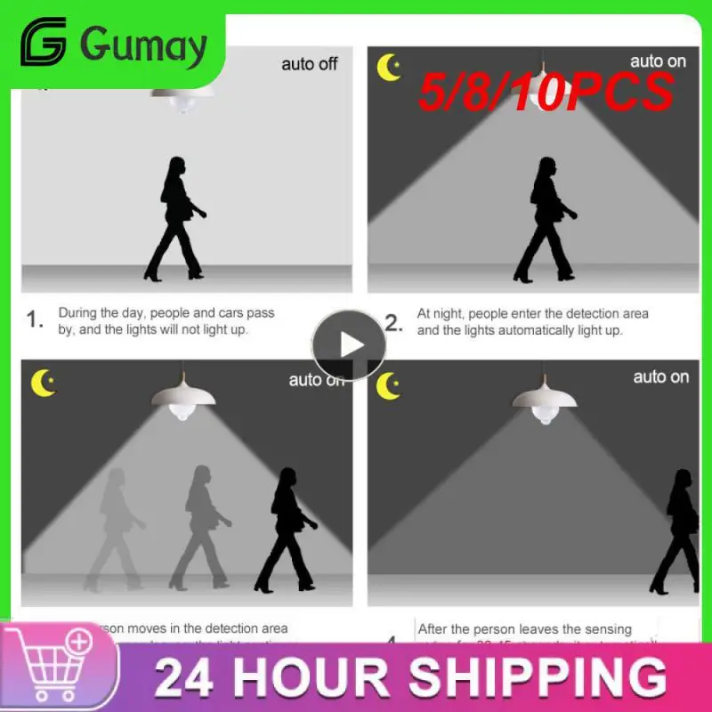 

5/8/10PCS Pir Motion Sensor Lamp Human Body Induction 85-265v Infrared Induction Bulb E27 120 °sensing Angle Night Light