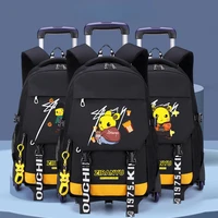 new pokemon high capacity 2 in 1 with wheels trolley backpack waterproof pikachu cartoon travel laptop bag convenient detachable