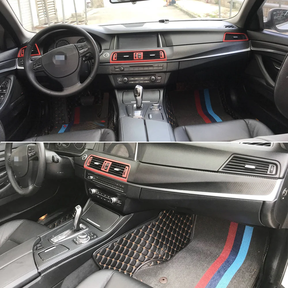 

For BMW 5 Series F10 F11 Interior Central Control Panel Door Handle 3D 5D Carbon Fiber Stickers Decals Car styling Accessorie