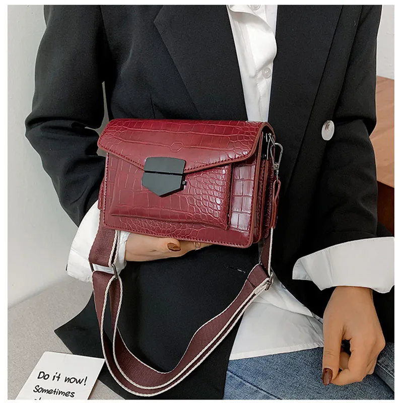 

2022 New Crocodile Shoulder Bag For Women Luxury Messenger Bag Lock Buckle PU Leather Ladies Crossbody Flap Bag High Quality