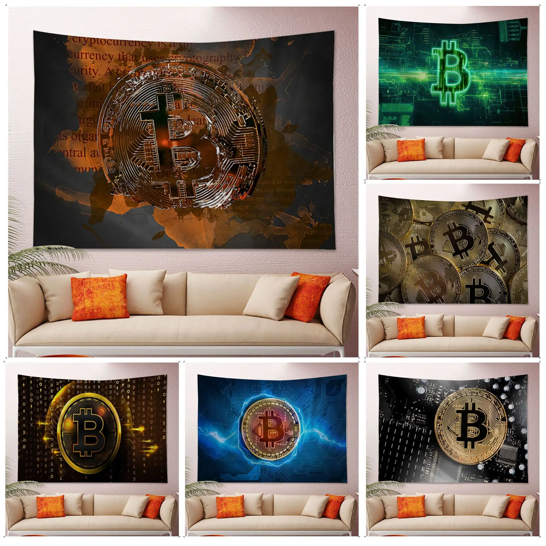 

I Love Accept Bitcoin Hanging Bohemian Tapestry For Living Room Home Dorm Decor INS Home Decor