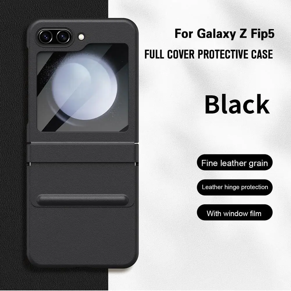

Чехол с защитой от падения для Samsung Zflip5, флип-чехол для телефона, складной экран, кожаный шарнир, все включено, однотонный
