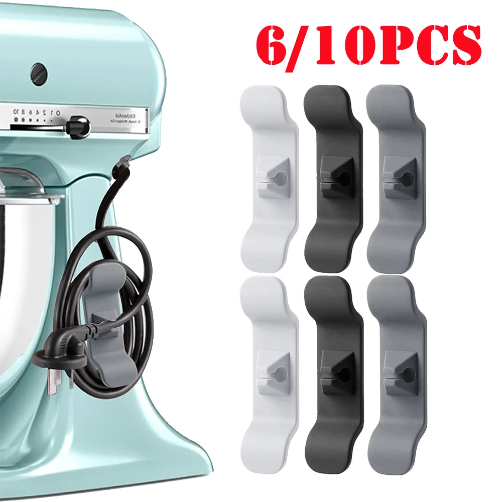 

6/10pcs Cord Wrapper Organizer Clips Holder Wire Hider Cable Winder Management Wrap For Kitchen Appliance Stand Blender Mixers