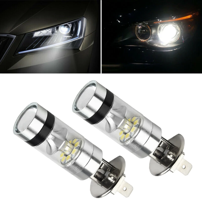 

2pcs Set Car H1 LED Headlights 100W 1000LM White Wear-Resistant DRL Driving Automobiles Motorcycles Replacement Bulbs