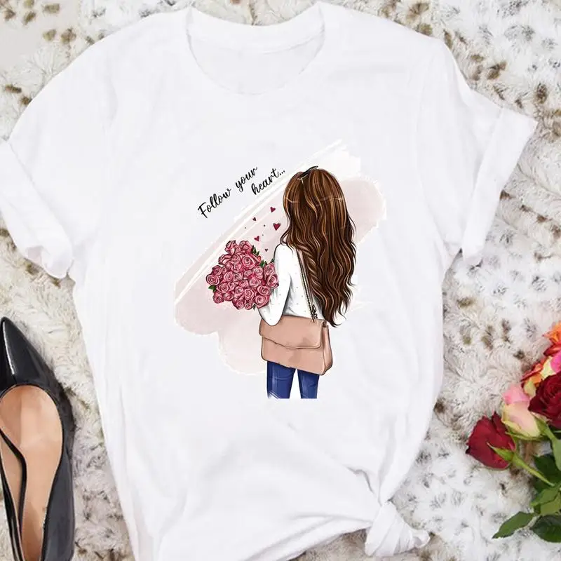 

Женская летняя футболка с коротким рукавом, с цветочным принтом