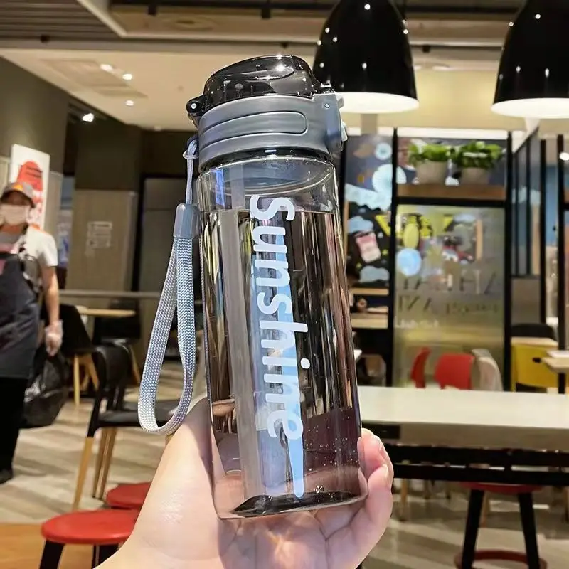 

500/600/800ML Water Bottle with Straw Portable Outdoor Water Bottle Cute Button Lid Water Cup Sports Bottle