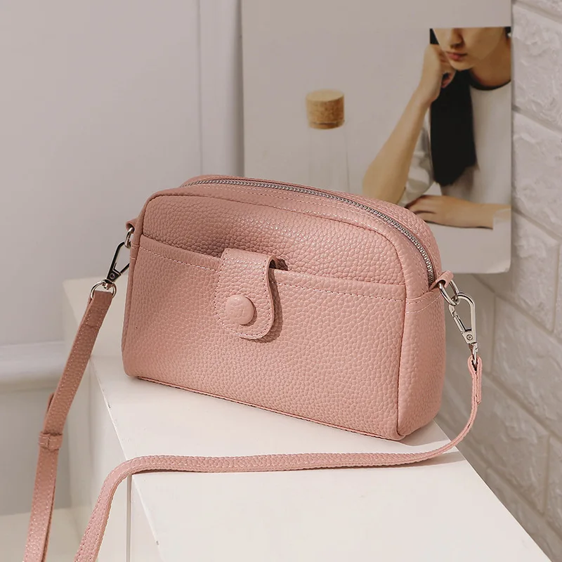 2023 Simple Small Square Bag Fashion Shoulder Messenger Bag Women's Solid Color PU Small Bag Female Purses Handbags