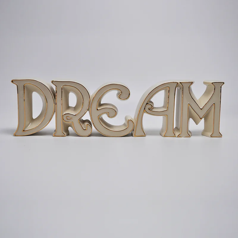 

United States LENOX Ceramic Stereo Letters of "dream"Gold Painted Ornaments Decorations for Home Birthday Gift