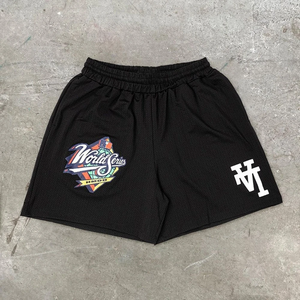 

Mens EE Basic Shorts World Series Black LA Hip Hop Running Fitness Breathable Quick Dry Summer Gym Workout Male Mesh Shorts