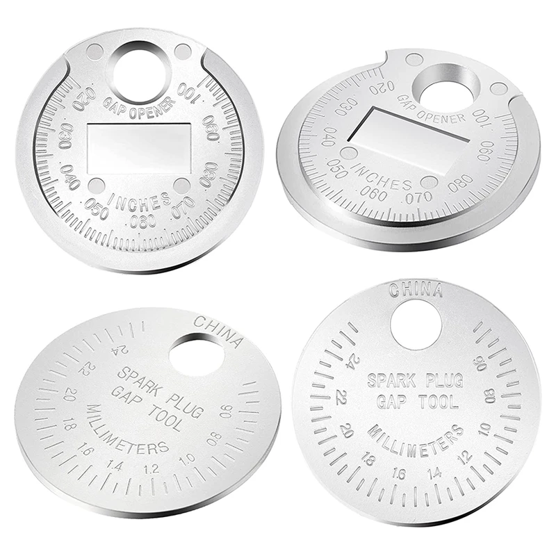 

4 Pieces Gapper Gauge Spark Plug Space Tools Wire Plug Space Measuring Tools Silver Scale From .020Inch To .100Inch
