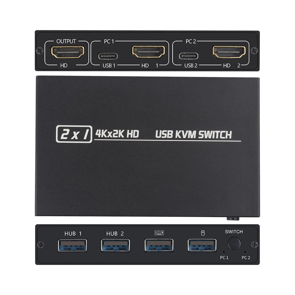 Фото 4KX2K KVM переключатель сплиттер для совместного монитора клавиатуры мыши HDMI-совместимый 2 порта HDCP переключатель принтера №4