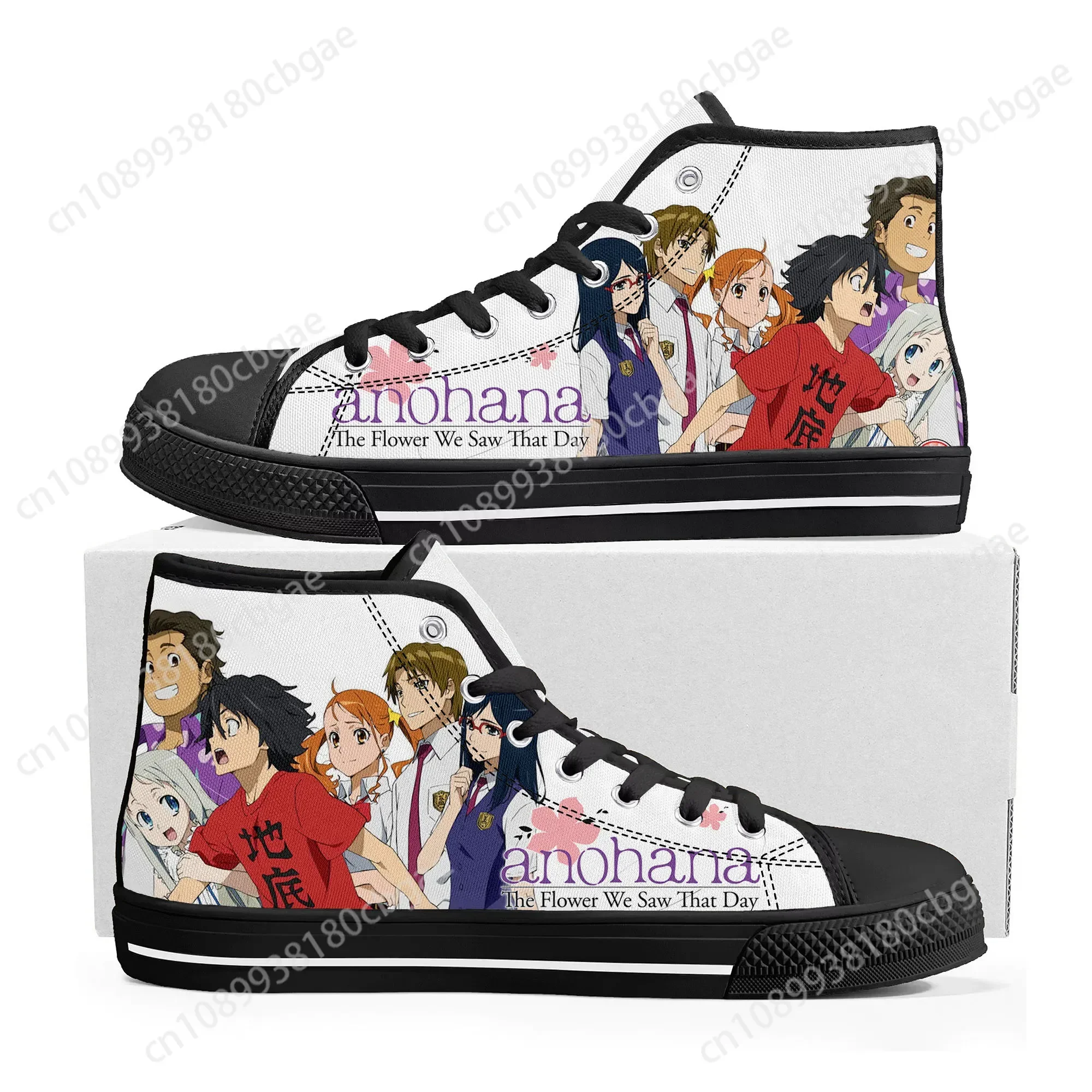 AnoHana The Flower We Saw That Day Высокие кроссовки Мужские женские подростковые парусиновые