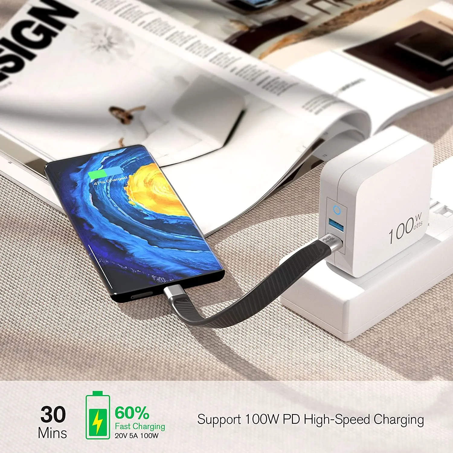 Кабель USB C-USB 0 43 фута 13 см короткий 60 Вт 10 Гбит/с | Строительство и ремонт