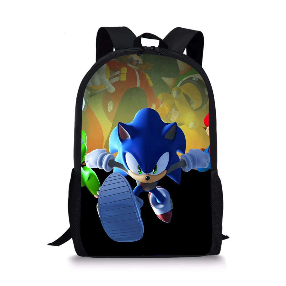 

Sonic Pattern Print School Bags Daily Travel Climbing Durable Backpack Trendy Birthday Gift for Kids Knapsack