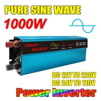 1000w dc12v to 220v lcd solar inverter pure sine wave inverter car inverter outdoor power converter universal socket transformer