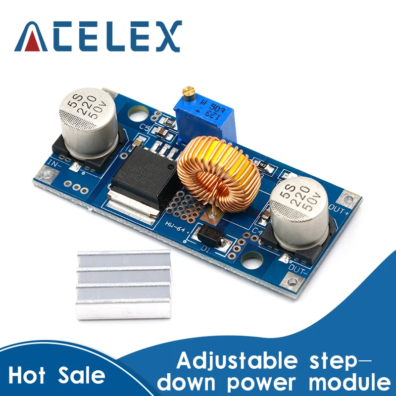 5A XL4015 DC-DC 4-38V to 1.25-36V 24V 12V 9V 5V Step Down Adjustable Power Supply Module LED Lithium Charger With Heat Sink