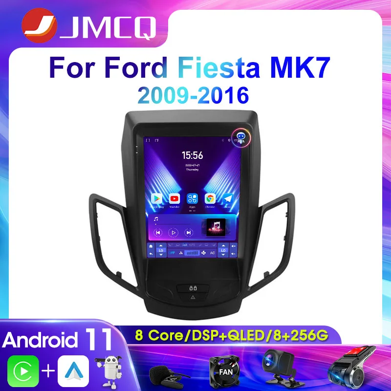 Автомобильная магнитола JMCQ 2Din 4G Android 11 для Ford Fiesta MK7 2009-2016 стерео Мультимедийный видеоплеер навигация GPS головное устройство Carplay