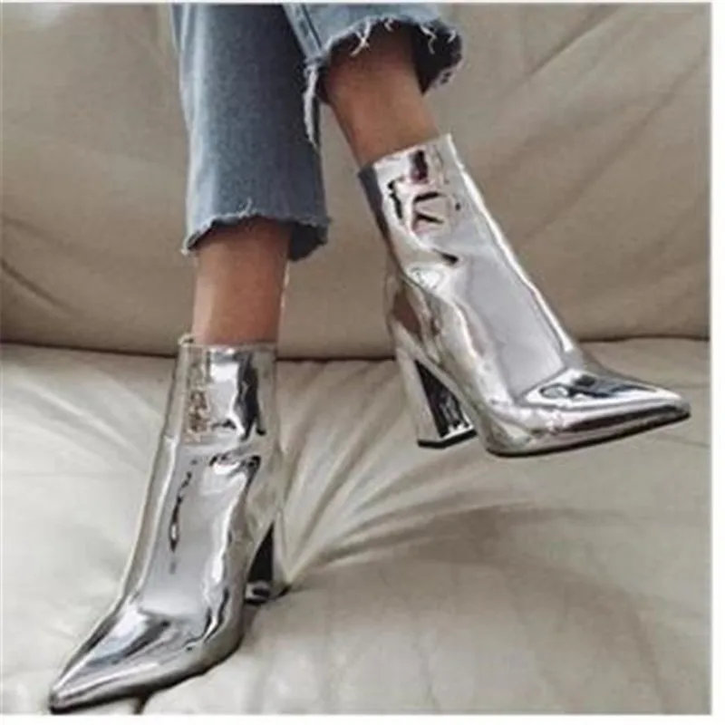 

Mirror Boots Sexy Runway Stilettos Pointed Toe Women High Boots Candy Colors High Heels Shoes Side Zipper Long Botas Mujer 2023
