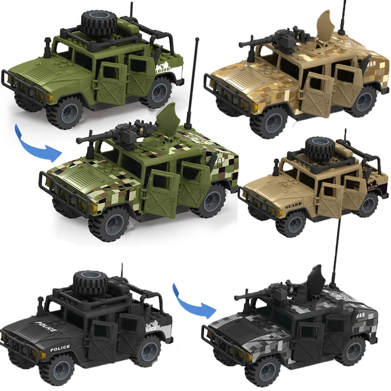 

Военные автомобили Hummered Jeeped, строительные блоки армии США, штурмовая машина, фигурки солдат, оружие, спецназ, кирпичи, Детские Подарочные иг...