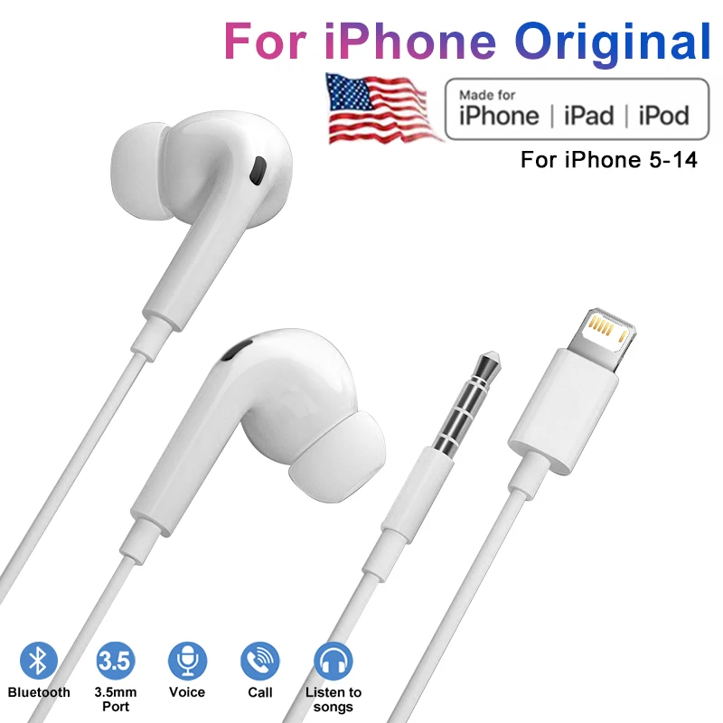Auricolari cablati Lightning originali cuffie per iPhone 14 Pro Max 13 12...