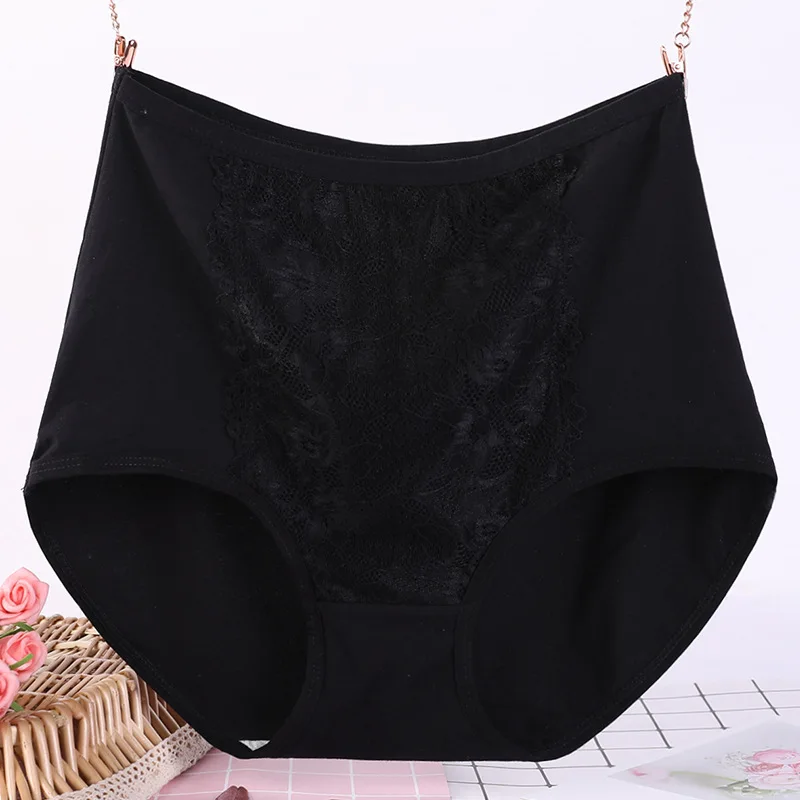 XL~6XL Summer Women's Panties High Waist Underwear Cotton Briefs Lingerie Sexy Lace Underpants Solid Breathable Female Intimates