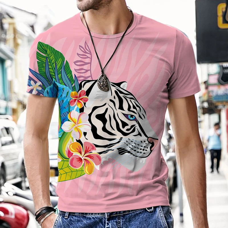 

2022 Summer Jungle Tiger Cool Design T Shirt Men Tops Hipster Tees Boy Male Oversize Clothing Casual Harajuku Fashion T-shirt