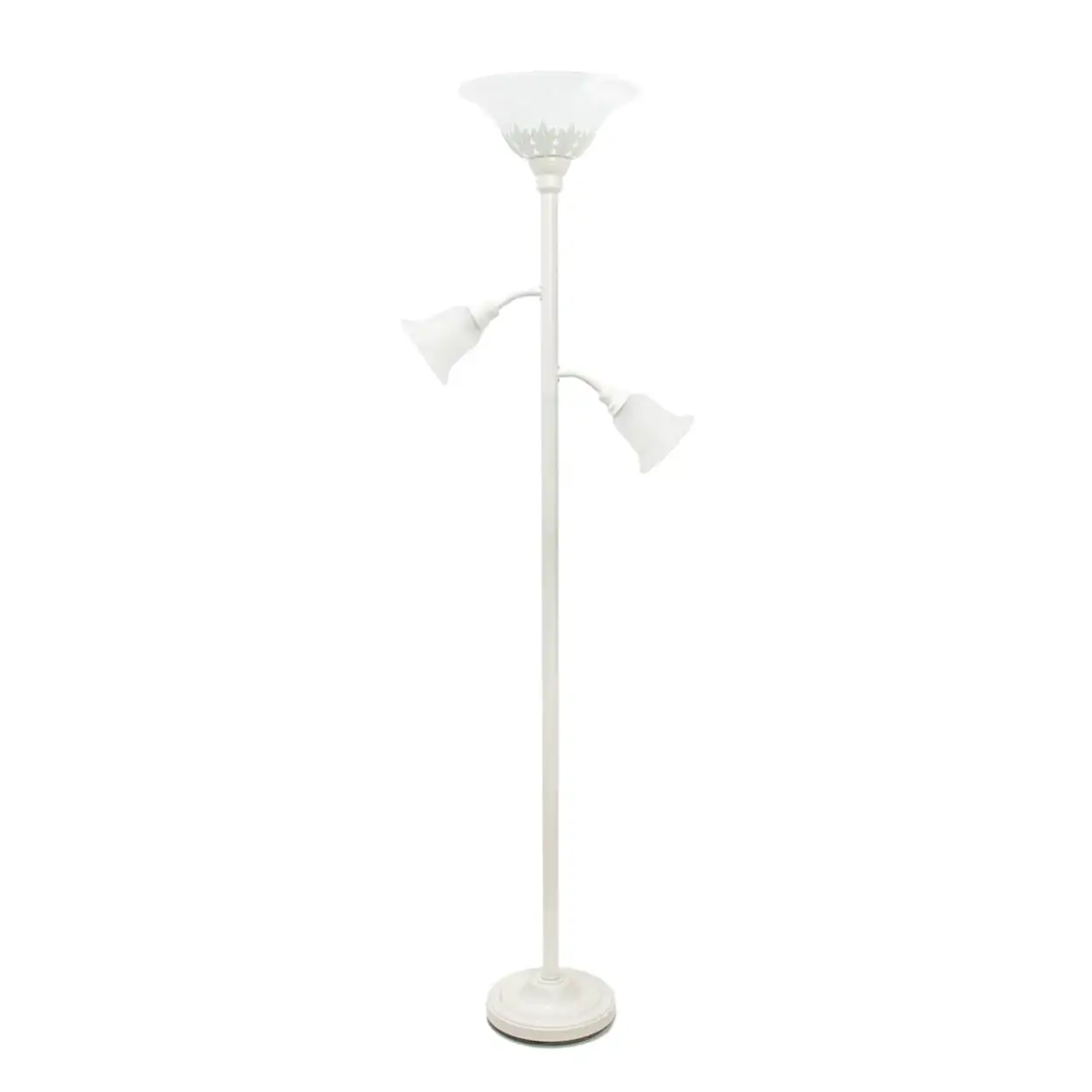 

HMTX 3 Light Floor Lamp with Scalloped Glass Shades, White