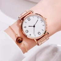 2pcs set women bracelet watches set luxury rose gold band dial quartz watch ladies fashion wristwatches clock femme reloj mujer