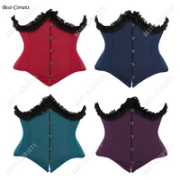 corset belt for women plus size sexy waist corset with lace solid color blue purple green red corset underbust belt