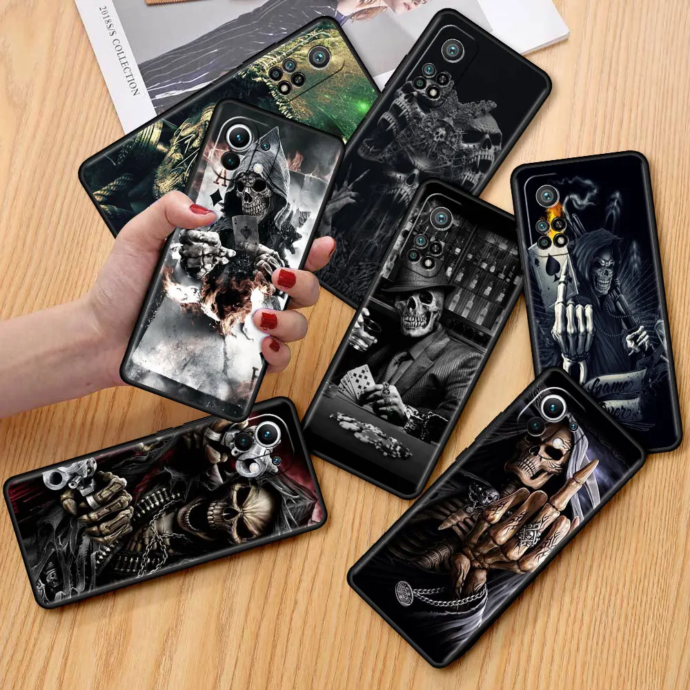 

Black Estuche Case For Xiaomi Mi Poco X3 NFC M3 10T Pro 11T 5G Mobile Phones Funda 9T Note 10 Lite Cover Grim Fear Reaper Skull