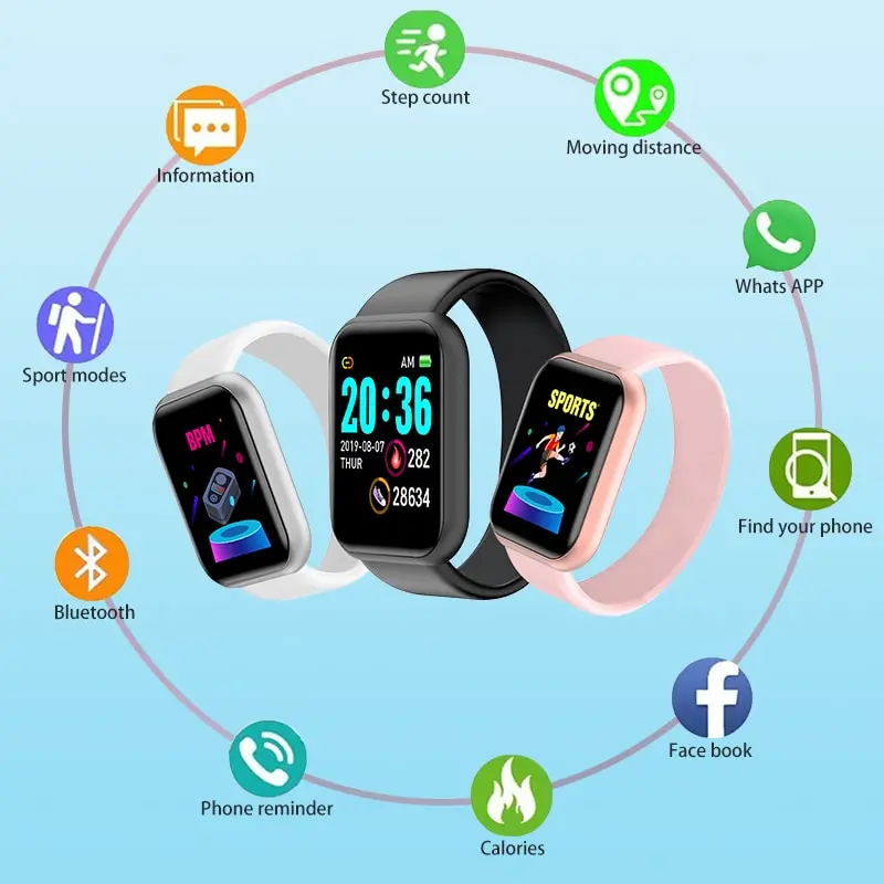 

Y68 Message Reminder Photography Music Remote Control Smart Band Smart Watch Color Screen Step Counting Multi Sport Mode