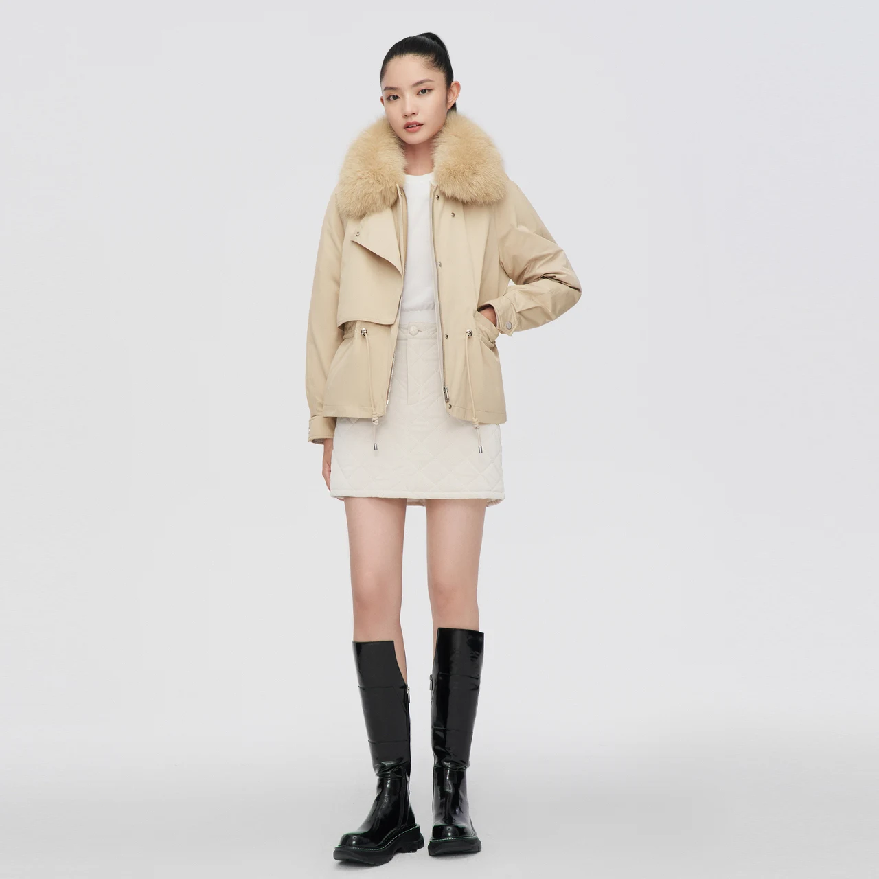 Женский пуховик BOSIDENG из лисьего меха