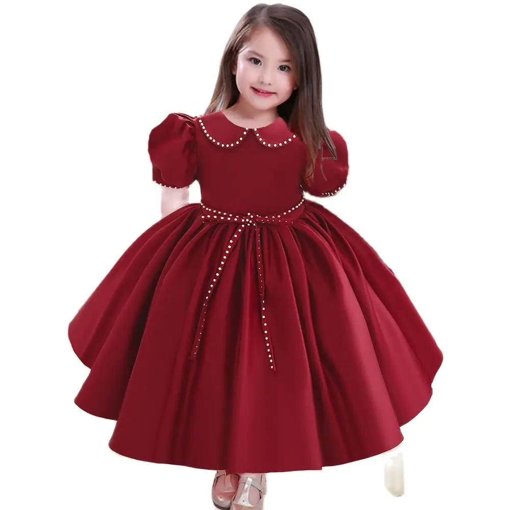 

Girl Dress Princess Paste Drill Formal First Communion Children Party Wedding Flower Kids Dress for Girl Birthday Dress